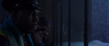 Movie still from “The Day After Tomorrow” (2004), directed by Roland Emmerich – A group of men standing next to each other in a dark room; Close Up shot, Low angle