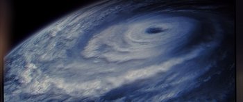 Movie still from “The Day After Tomorrow” (2004), directed by Roland Emmerich – A very big beautiful picture of a very large storm; Extreme Close Up shot, Overhead angle