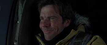 Movie still from “The Day After Tomorrow” (2004), directed by Roland Emmerich – A person wearing a jacket; Close Up shot, Low angle