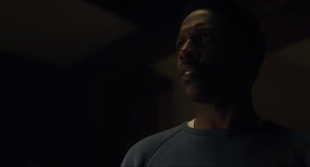 Movie still from “The Exorcist: Believer” (2023), directed by David Gordon Green – A person looking up at the ceiling; Close Up shot, Low angle