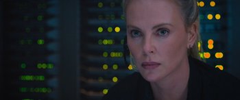 Movie still from “The Fate of the Furious” (2017), directed by F. Gary Gray – A person wearing a headset; Close Up shot, Over the shoulder angle