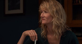 Movie still from “The Fault in Our Stars” (2014), directed by Josh Boone – A woman with long blonde hair sitting in a room; Close Up shot, Over the shoulder angle