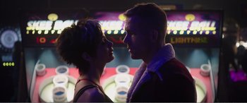Movie still from “Deadpool” (2016), directed by Tim Miller – A man and a woman standing next to each other; Close Up shot, Low angle