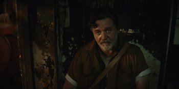 Movie still from “The Greatest Beer Run Ever” (2022), directed by Peter Farrelly – A person wearing a shirt; Close Up shot, Low angle