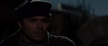 Movie still from “The Guns of Navarone” (1961), directed by J. Lee Thompson – A person wearing a hat; Close Up shot, High angle