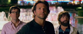 Movie still from “The Hangover Part III” (2013), directed by Todd Phillips – A person with long brown hair; Close Up shot, Over the shoulder angle