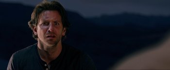 Movie still from “The Hangover Part III” (2013), directed by Todd Phillips – A person in a black shirt; Close Up shot, Over the shoulder angle