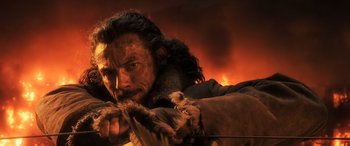 Movie still from “The Hobbit: The Battle of the Five Armies” (2014), directed by Peter Jackson – A person with a beard; Close Up shot, Over the shoulder angle