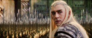 Movie still from “The Hobbit: The Battle of the Five Armies” (2014), directed by Peter Jackson – A picture of a man with a long white beard; Close Up shot, High angle