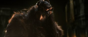 Movie still from “The Hobbit: The Battle of the Five Armies” (2014), directed by Peter Jackson – A person wearing a costume; Close Up shot, Low angle