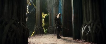 Movie still from “The Hobbit: The Desolation of Smaug” (2013), directed by Peter Jackson – Wide shot, Low angle