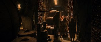 Movie still from “The Hobbit: The Desolation of Smaug” (2013), directed by Peter Jackson – Wide shot, High angle