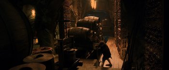 Movie still from “The Hobbit: The Desolation of Smaug” (2013), directed by Peter Jackson – Wide shot, High angle