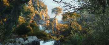 Movie still from “The Hobbit: The Desolation of Smaug” (2013), directed by Peter Jackson – Extreme Wide shot, Low angle