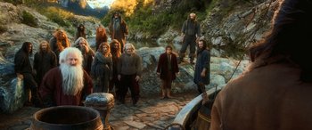 Movie still from “The Hobbit: The Desolation of Smaug” (2013), directed by Peter Jackson – Wide shot, High angle