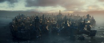 Movie still from “The Hobbit: The Desolation of Smaug” (2013), directed by Peter Jackson – Extreme Wide shot, High angle