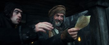 Movie still from “The Hobbit: The Desolation of Smaug” (2013), directed by Peter Jackson – Medium shot, Over the shoulder angle