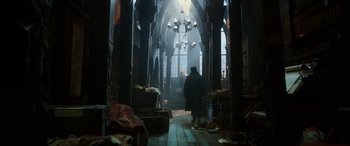 Movie still from “The Hobbit: The Desolation of Smaug” (2013), directed by Peter Jackson – Wide shot, Low angle