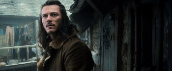 Movie still from “The Hobbit: The Desolation of Smaug” (2013), directed by Peter Jackson – Close Up shot, Over the shoulder angle