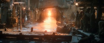 Movie still from “The Hobbit: The Desolation of Smaug” (2013), directed by Peter Jackson – Extreme Wide shot, High angle