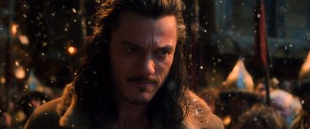 Movie still from “The Hobbit: The Desolation of Smaug” (2013), directed by Peter Jackson – Close Up shot, Over the shoulder angle