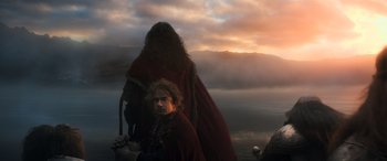 Movie still from “The Hobbit: The Desolation of Smaug” (2013), directed by Peter Jackson – Wide shot, Low angle