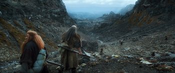 Movie still from “The Hobbit: The Desolation of Smaug” (2013), directed by Peter Jackson – Wide shot, High angle