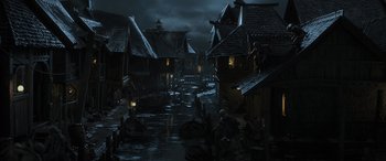 Movie still from “The Hobbit: The Desolation of Smaug” (2013), directed by Peter Jackson – Extreme Wide shot, High angle