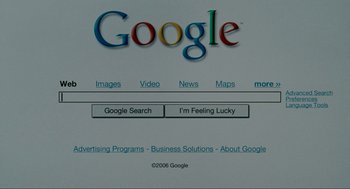 Movie still from “The Holiday” (2006), directed by Nancy Meyers – A computer screen showing the google search page; Extreme Close Up shot, High angle