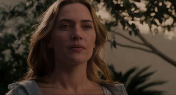 Movie still from “The Holiday” (2006), directed by Nancy Meyers – A person with long blonde hair; Close Up shot, Low angle