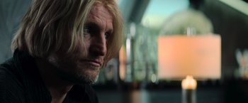 Movie still from “The Hunger Games: Catching Fire” (2013), directed by Francis Lawrence – A person with long blonde hair; Close Up shot, Low angle