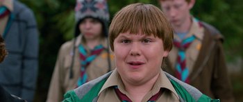 Movie still from “Diary of a Wimpy Kid: Dog Days” (2012), directed by David Bowers – A young boy in a boy scout uniform; Close Up shot, Low angle