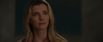 Movie still from “The Hunt” (2020), directed by Craig Zobel – A person with long blonde hair; Close Up shot, Over the shoulder angle