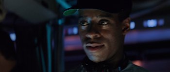 Movie still from “The Hunt for Red October” (1990), directed by John McTiernan – A person wearing a hat; Close Up shot, Low angle