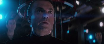 Movie still from “The Hunt for Red October” (1990), directed by John McTiernan – A person wearing a black shirt; Close Up shot, Low angle