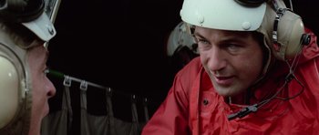 Movie still from “The Hunt for Red October” (1990), directed by John McTiernan – A person wearing a hard hat; Close Up shot, Low angle