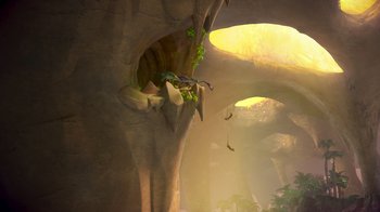 Movie still from “The Ice Age Adventures of Buck Wild” (2022), directed by John C. Donkin – An image of an image of an image of an image of an image of an image of an image of an image of an image of an image; Extreme Wide shot, Low angle