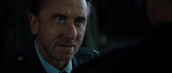 Movie still from “The Incredible Hulk” (2008), directed by Louis Leterrier – A man's face in the dark; Close Up shot, Over the shoulder angle