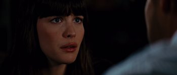Movie still from “The Incredible Hulk” (2008), directed by Louis Leterrier – A woman's face in the dark; Close Up shot, Over the shoulder angle