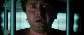 Movie still from “The Incredible Hulk” (2008), directed by Louis Leterrier – A man's face with a hat on; Close Up shot, Low angle