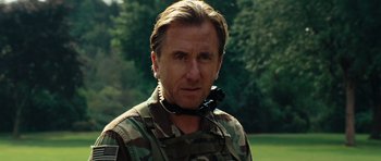 Movie still from “The Incredible Hulk” (2008), directed by Louis Leterrier – A person wearing a military uniform; Close Up shot, Low angle