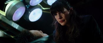 Movie still from “The Incredible Hulk” (2008), directed by Louis Leterrier – A woman looking at a man in a hospital bed; Close Up shot, Over the shoulder angle