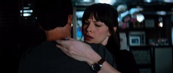 Movie still from “The Incredible Hulk” (2008), directed by Louis Leterrier – A man and a woman embracing each other; Close Up shot, Over the shoulder angle
