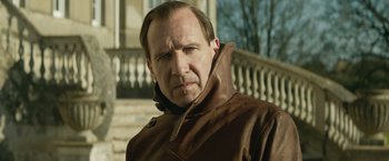 Movie still from “The King's Man” (2021), directed by Matthew Vaughn – A person wearing a jacket; Close Up shot, Low angle