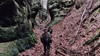 Movie still from “Dog Soldiers” (2002), directed by Neil Marshall – Extreme Wide shot, High angle
