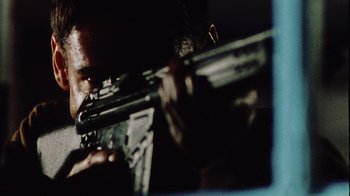 Movie still from “Dog Soldiers” (2002), directed by Neil Marshall – Extreme Close Up shot, Low angle