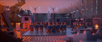 Movie still from “The Lego Movie” (2014), directed by Phil Lord – A lot of lego figurines on the ground; Extreme Wide shot, Low angle