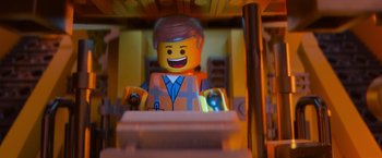 Movie still from “The Lego Movie” (2014), directed by Phil Lord – A lego man in a room; Close Up shot, Over the shoulder angle