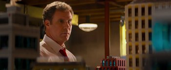 Movie still from “The Lego Movie” (2014), directed by Phil Lord – A person wearing a red tie; Close Up shot, Over the shoulder angle