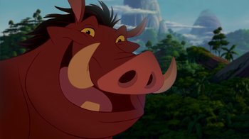 Movie still from “The Lion King” (1994), directed by Rob Minkoff – Timon from the lion king; Close Up shot, Low angle